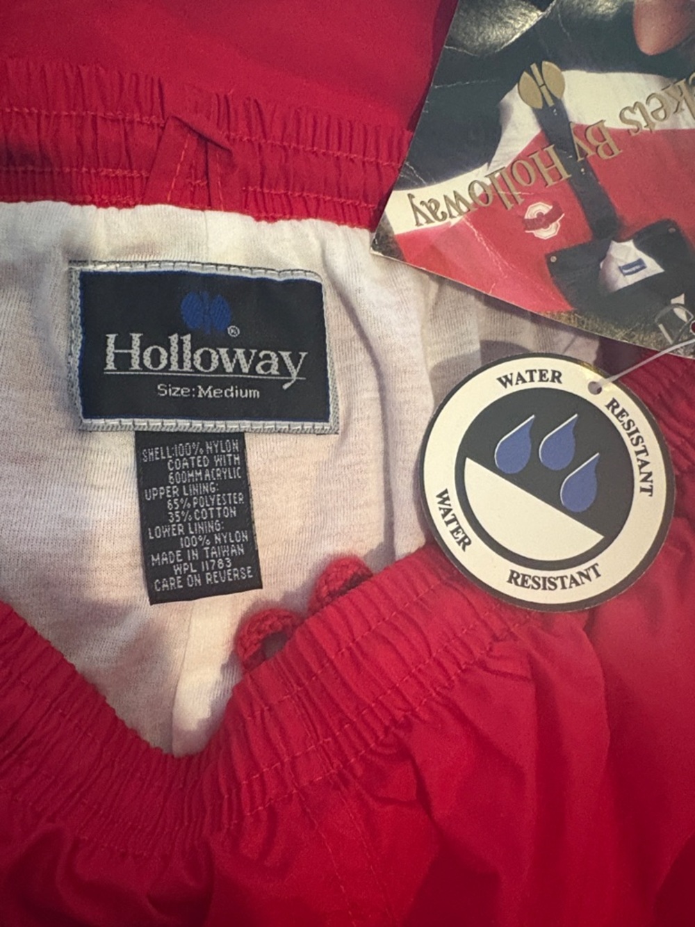 Men's Holloway Red Windbreaker Waterproof Track Pants - Picture 3 of 4